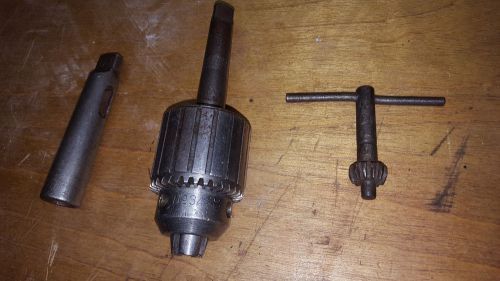 Jacobs No. 34 chuck, with Jacobs #2 Morse taper shaft, Collis 2-3 adapter, key