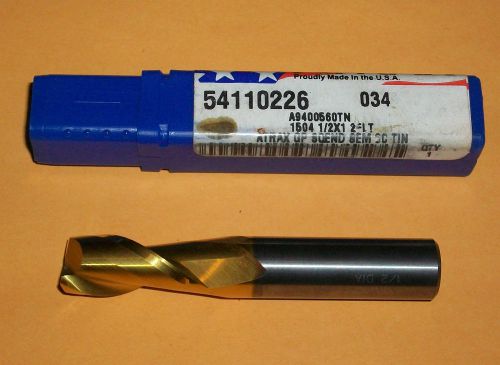 1/2&#034; Solid Cabide TiN Coated End Mill 2 Flute Centercutting LOC 1&#034;  NEW