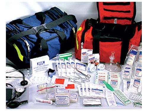 First responder paramedic emt trauma emergency medical kit fully stocked, orange for sale