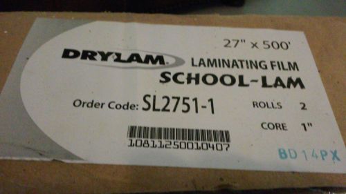New Drylam Laminating Film 27&#034; x 500&#039; SL2751-1 2 Rolls 1&#034; Core School-Lam