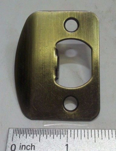 Antique Brass plated door strike plate 2 1/4&#034; x 1 7/16&#034; rolled lip E2232