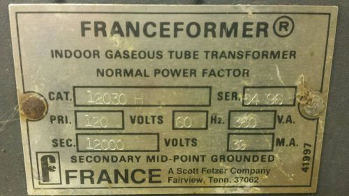 Franceformer 12030 gas tube power supply neon light transformer 12000 volt 9030 for sale