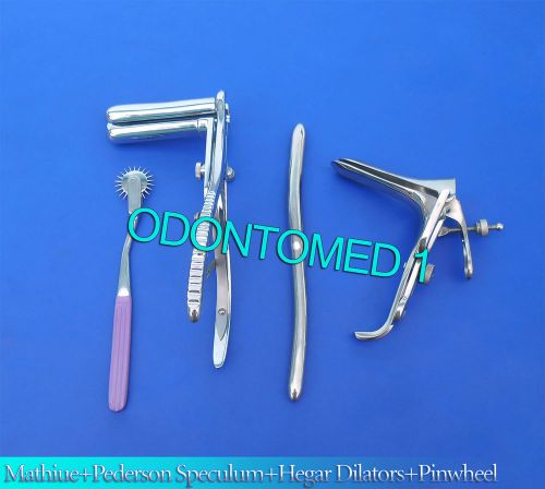 Mathieu Speculum+ Hegar Dilator+ Purple Pinwheel &amp; Pederson Speculum Small