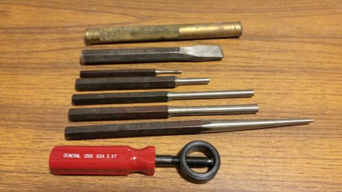 Mayhew punch &amp; chisel lot w/ general 1286 holder for sale