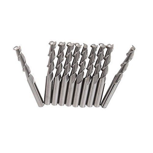 EMY 10PCS 1/8 inch 3.175mm Carbide Flat Nose 17mm End Mill CNC Router Bits Flute