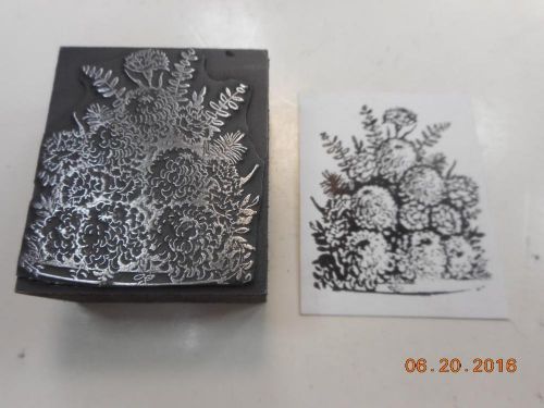 Letterpress Printing Block, Flower Arrangement of Chrysanthemums &amp; Carnations