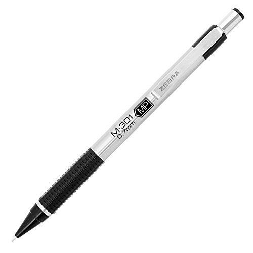 Zebra Pen Zebra M-301 Stainless Steel Mechanical Pencil, 0.7mm, Black Barrel, 12