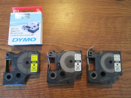 Dymo D1 Label Tape 2 Black On White and 1 Black on Yellow