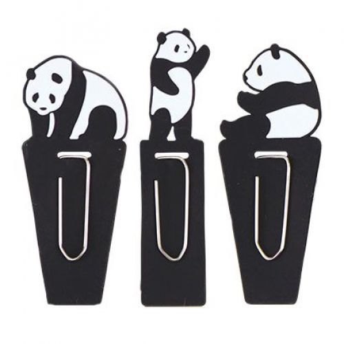 Red Co. Funny Pandas Silicone Rubber Reusable Index Tabs - Set of 3