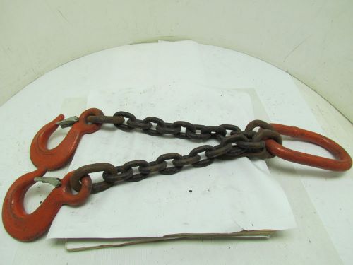 Dos 1/2&#034;x2&#039; 5&#034; 2-leg chain sling w/master link sling hooks grade 80 wll 20800lb for sale