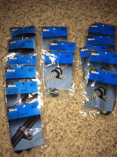 47 assorted ideal 1/2, 3/4, &amp; 1&#034; plastic/rubber insulated cable/pipe/wire clamps for sale