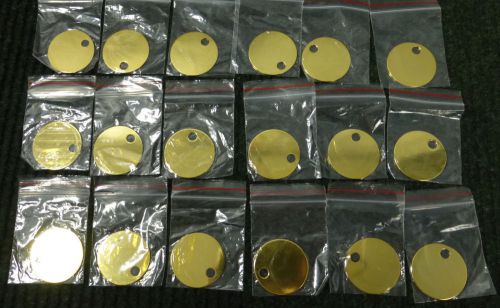 18 brass metal stamping blanks tags, 1-3/8&#034; dia., 1 hole for sale