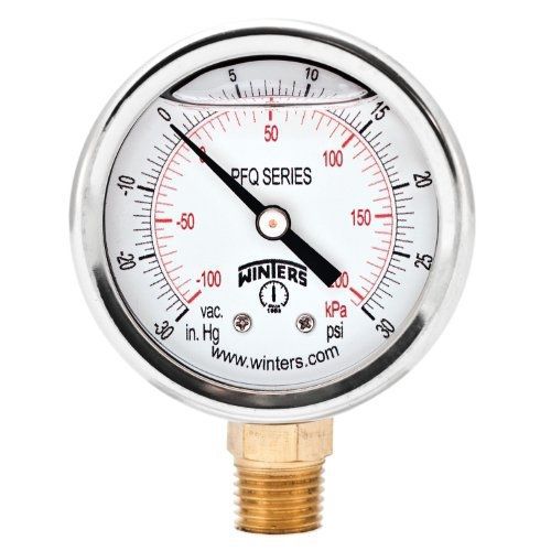 Winters pfq series stainless steel 304 dual scale liquid filled pressure gauge for sale
