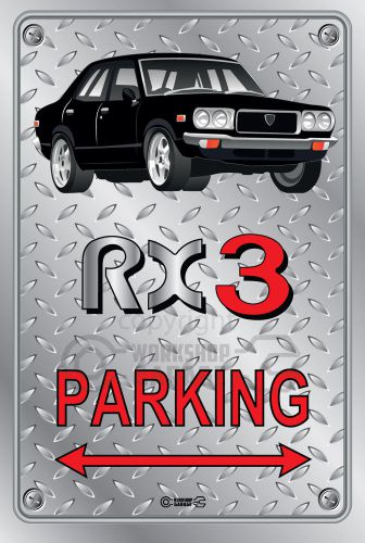 Parking sign metal mazda rx3 4-door-15 - checkerplate look for sale