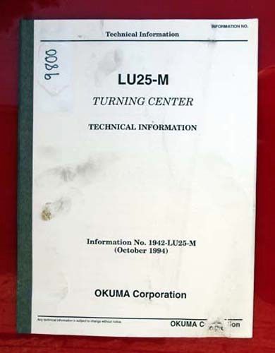 Okuma LU25-M Turning Center Technical Information 1942-LU25-M (Inv.9800)