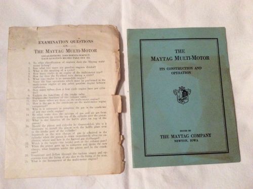 OLD Vintage Maytag Multi-Motor Construction/Operation Book &amp; Examination Quest.