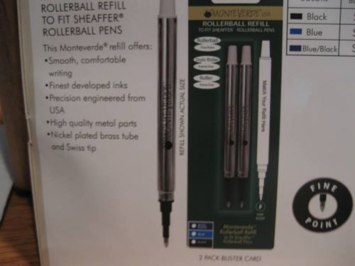 2 MONTEVERDE FINE BLUE/BLACK COLOR ROLLERBALL REFILLS-FIT SHEAFFER