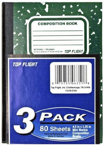 Top flight glued mini-marble composition book, narrow rule, 4.5 x 3.25 inches, for sale