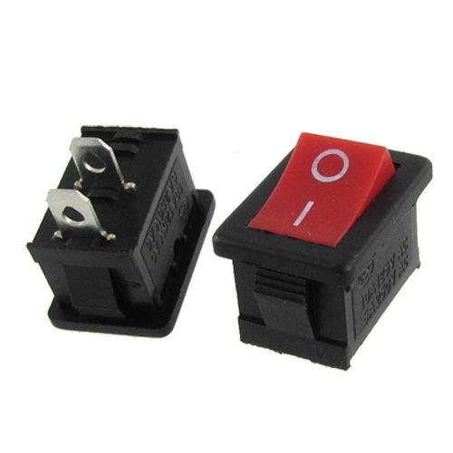 10x SPST Square I/O Labeled Red Rocker Switch 250V AC 2-Pin Two Plastic On/Off