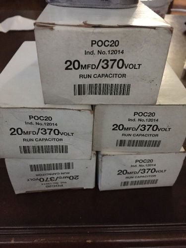 Lot of 5 20 mfd 370 volt oval motor run capacitor - packard poc20 - new for sale