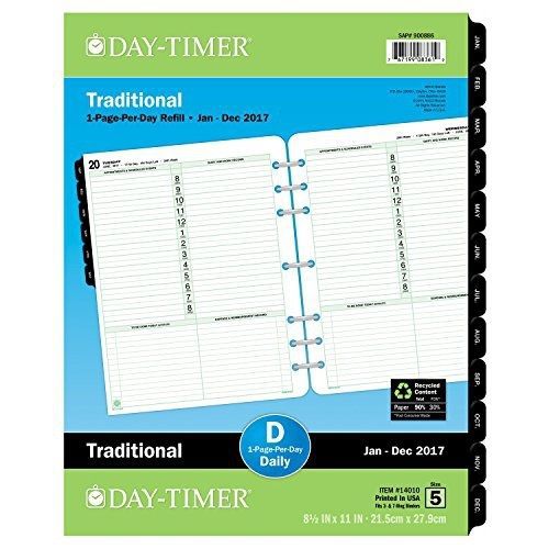 Day-Timer Daily Planner Refill 2017, One Page Per Day, Traditional, 8-1/2 x 11&#034;,