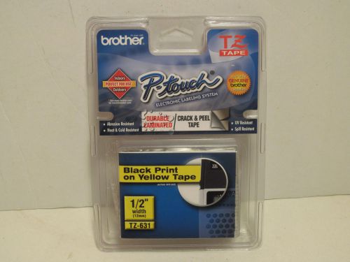 BROTHER TZ631 Black on Yellow Labeling Tape PTouch 1/2 in x 26.2 ft 8m Brand NEW
