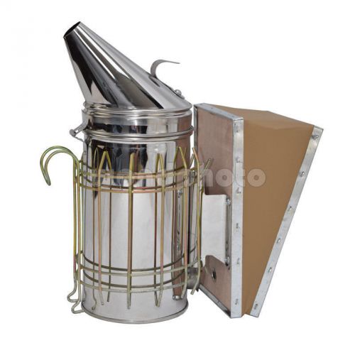 Hot large bees hive smoker stainless galvanized heat shield beekeeping tools for sale