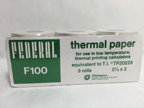 Federal F100 2 1/4&#034; Thermal Paper 3 Pack - For Low Temperature Calculators