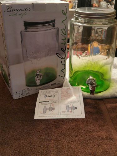 Green Lancaster Glassware Beverage Dispenser 1.5 Gallon