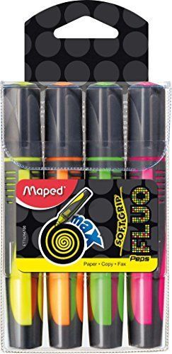 Maped Fluo Peps Max Highlighter, Assorted Colors, Pack of 4 (742947)