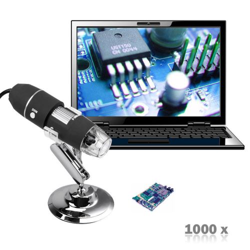 2MP 1000X 8LED USB Portable Digital Microscope Endoscope Camera +Stand