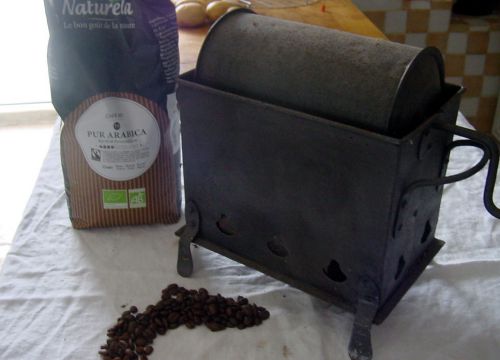 French antique barrel coffee roaster for sale
