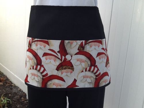 Black Santa server waitress waist Half apron 3 pocket restaurant Classyaprons