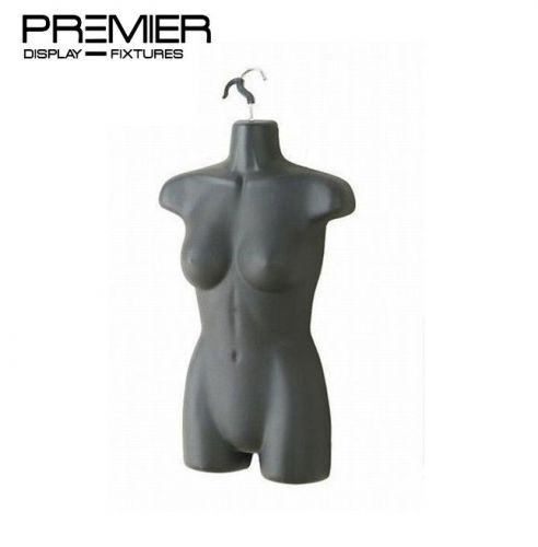 New hanging full female torso body form hip long plastic mannequin display black for sale
