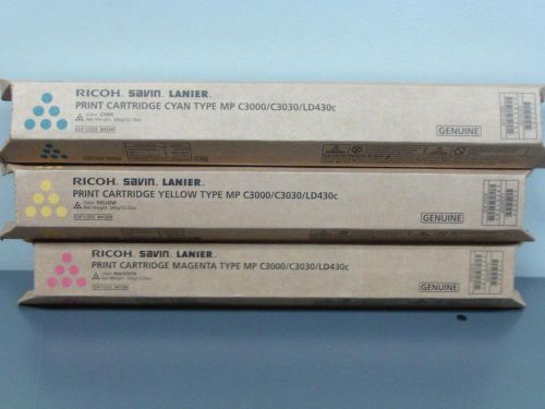 New Genuine RICOH SAVIN LANIER MP C3000/C3030/LD430c Color Print Cartridges CMY