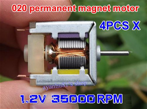 4PCS DC 1.2V 35000rpm Low Voltage High Speed 020 Permanent Magnet Small Motor HM
