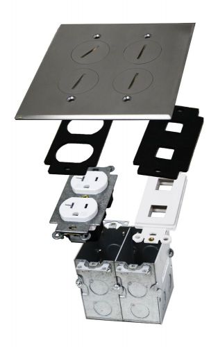 Topgreener steel 2-gang recessed floor box 20a duplex receptacle datacom outlet for sale