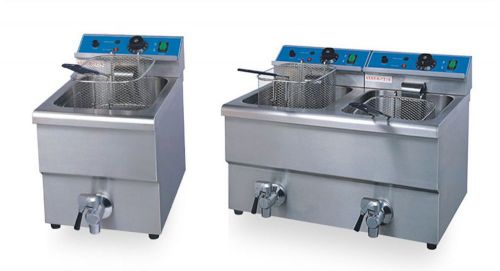 8Liter Single or Double Tanks Electric Commercial Deep Fryer With Oil Valve