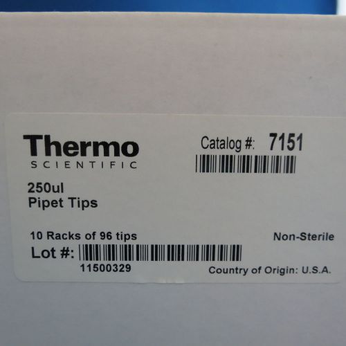 10 Racks Thermo Matrix Pipet Tips 250µL 10 Racks/ 96 Pipette # 7151