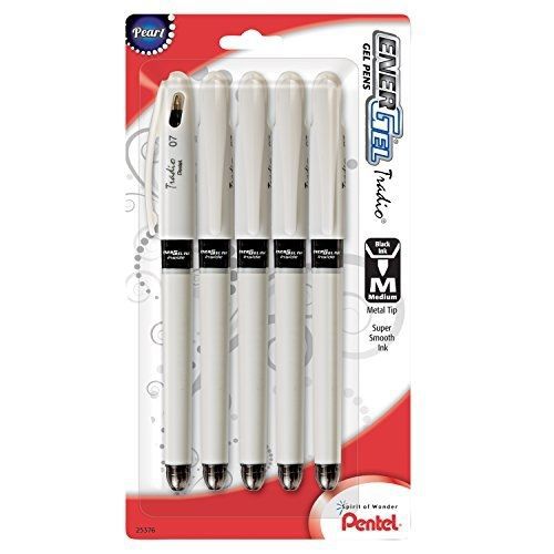 Pentel EnerGel Tradio Pearl Liquid Gel Pen, 0.7mm, Medium Line Capped, Black