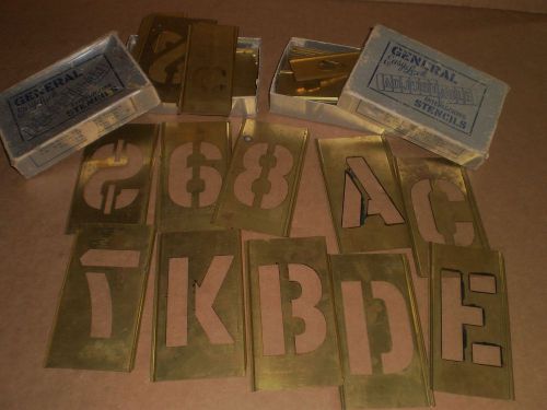 Brass/metal interlocking stencils, 3&#034; letters &amp; numbers, signs, symbols for sale