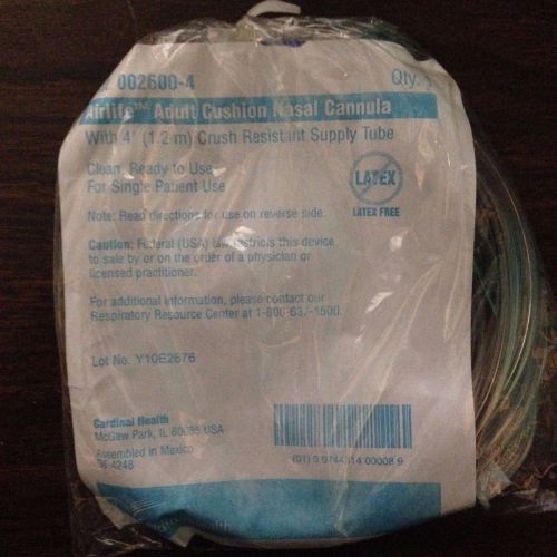LOT OF 4 - Airlife Adult Cushion Nasal Cannula-Ref# 002600-4 - 4&#039; (1.2m)