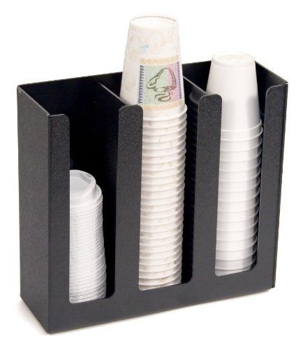 Vertiflex 3-column cup and lid holder, 12.75 x 4.5 x 11.75 inches, black for sale
