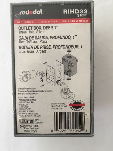 Red Dot RID33 S109E Wet Location Outlet Box, 1&#034; Three Hole, **Silver Fast Ship**