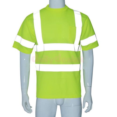 XL Yellow Road Safety High Visibility Workwear Round Neck Short Sleeve Shirt