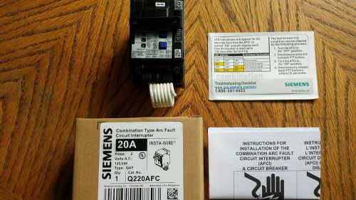 NEW Siemens Q220AFC 20-Amp 2 Pole 120-Volt Combination Type Arc Fault CircuiT