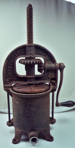 ANTIQUE Cast Iron ENTERPRISE #25 SAUSAGE STUFFER 4 QT Lard PRESS Philadelphia PA