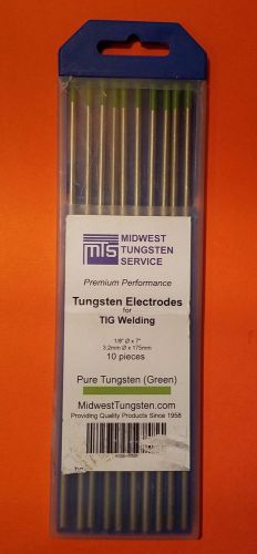 New tig welding tungsten electrode 10 pieces pure green size 1/8&#034; x 7&#034; for sale