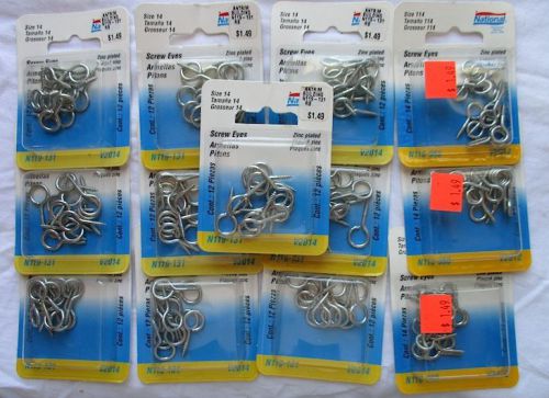 13 Packs National Zinc Plated Screw Eyes N118-968 &amp; N119-131  162 Screw Eyes