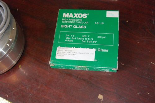 Maxos 8488,  3/4&#034; x 5&#034;  Sight Glass, 500 Degree F,  New in Box,